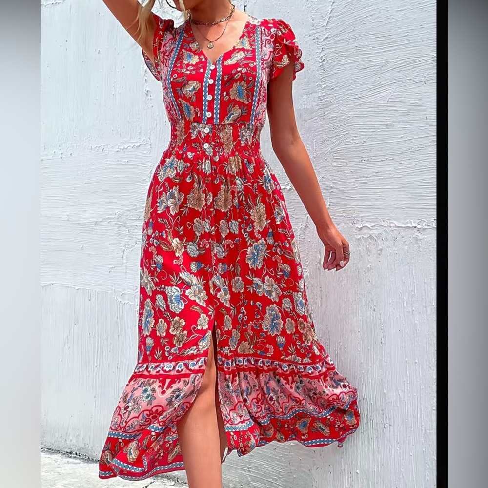 TRIBAL PRINT RUCHED DRESS - Picture 4 of 14